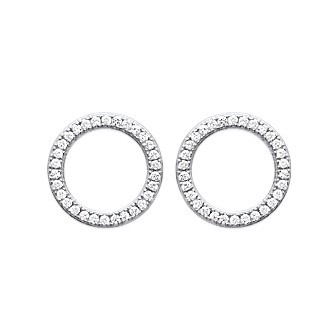 Boucles d'oreilles argent rhodiée 925/000 oz micro serti 15JK610