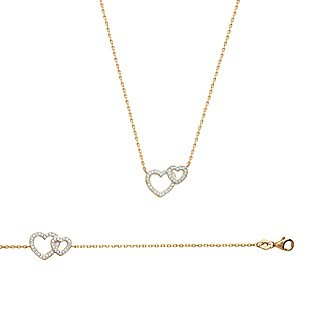 Bracelet plaqué-or 750/000 3 microns bicolore oz micro serti 9716ZE18