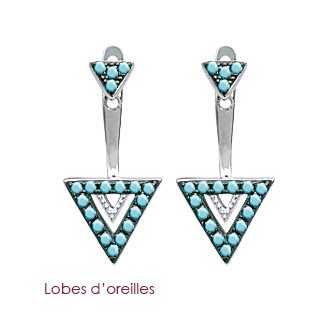 Lobes d'oreilles argent rhodiée 925/000 pierre synthétique 153JK30