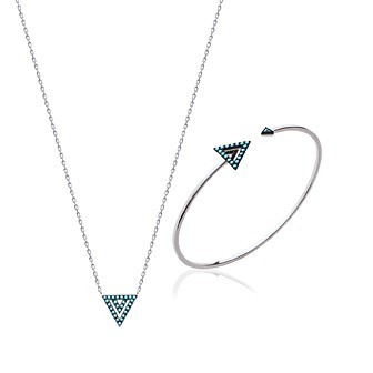 Collier argent 925/000 rhodiée pierres synthétiques