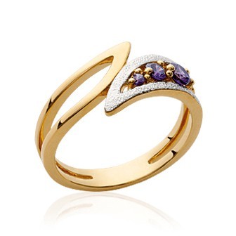 Bague plaqué-or 750/000 5 microns oz bicolore