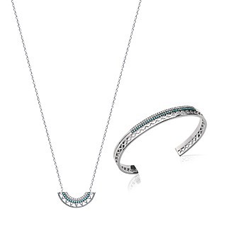 Jonc argent 925/000 rhodiée pierres synthétiques 871FG856