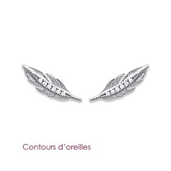 Boucles contours d'oreilles argent rhodiée 925/000 oz