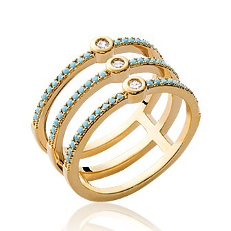 Bague plaqué-or 750/000 5 microns pierre synthétique CCDECDA