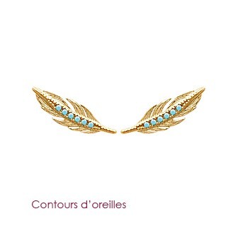 Contour d'oreilles plaqué-or 750/000 3 microns pierre synthétique 253TY30