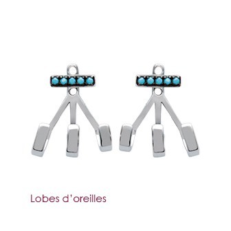 Lobes d'oreilles argent rhodiée 925/000 pierre synthétique 