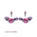 Lobes d'oreilles argent rhodiée oz 925/000 pierre synthétique