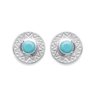 Boucles d'oreilles argent rhodiée 925/000 pierre synthétique