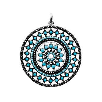 Pendentif argent rhodiée 925/000 pierre synthétique