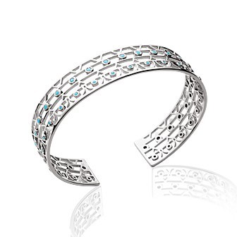 Jonc argent 925/000 rhodiée pierres synthétiques