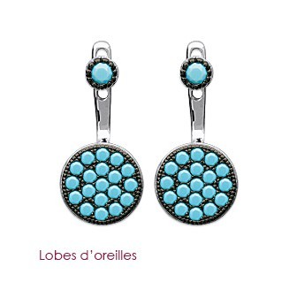 Lobes d'oreilles argent rhodiée 925/000 pierre synthétique 15JK730