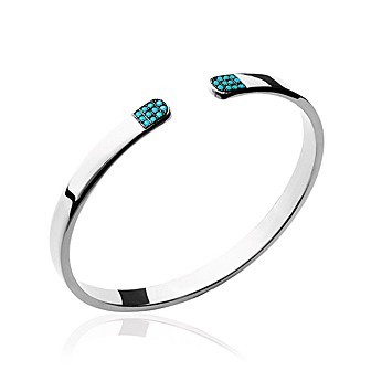 Jonc argent 925/000 rhodiée pierres synthétiques