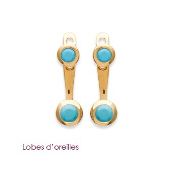 Lobes d'oreilles plaqué-or 750/000 3 microns pierre synthétique 253TY00
