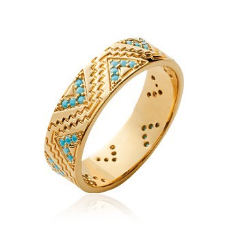 Bague plaqué-or 750/000 5 microns pierre synthétique