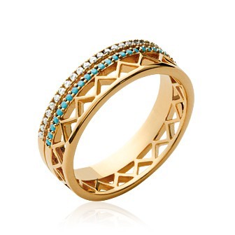 Bague plaqué-or 750/000 5 microns oz pierre synthétique