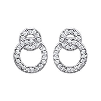 Boucles d'oreilles argent 925/000 rhodiée oz micro serti OP18410