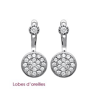 Boucles d'oreilles argent 925/000 rhodiée oz micro serti Lobes d'oreilles OP14510