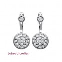 Boucles d'oreilles argent 925/000 rhodiée oz micro serti Lobes d'oreilles