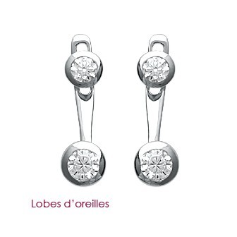 Boucles d'oreilles argent 925/000 rhodiée oz Lobes d'oreilles OP18110