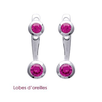 Boucles d'oreilles argent 925 /000 rhodiée pierre synthétique Lobes d'oreilles 