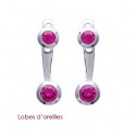 Boucles d'oreilles argent 925 /000 rhodiée pierre synthétique Lobes d'oreilles 