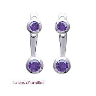 Boucles d'oreilles argent 925 /000 rhodiée oz Lobes d'oreilles