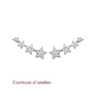 Boucles d'oreilles argent 925/000 rhodiée oz micro serti contour d'oreilles OP19310