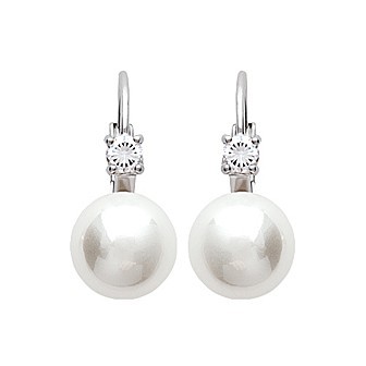 Boucles d'oreilles argent 925/000 rhodiée oz imitation perles