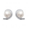 Boucles d'oreilles argent 925/000 rhodiée oz imitation perles