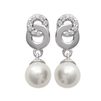 Boucles d'oreilles argent 925/000 rhodiée oz imitation perles