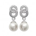 Boucles d'oreilles argent 925/000 rhodiée oz imitation perles