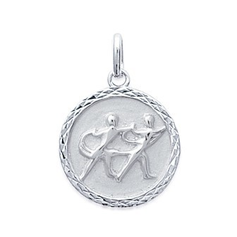 Pendentif argent rhodiée 925/000 gémeaux