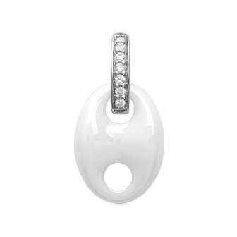 Pendentif argent rhodiée 925/000 oz céramique 17422BN
