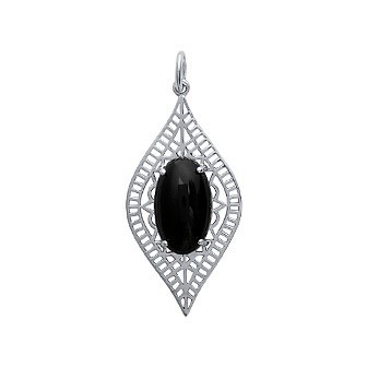 Pendentif argent 925/000 rhodiée imitation onyx