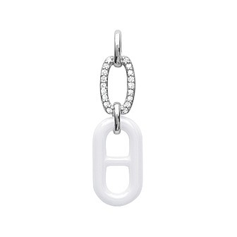Pendentif argent rhodiée 925/000 oz céramique