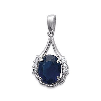 Pendentif argent rhodiée oz 925/000 pierre synthétique 18745BN