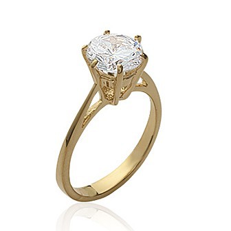 Bague plaqué-or 750/000 3 microns oz solitaire