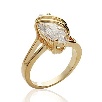 Bague plaqué-or 750/000 5 microns oz solitaire