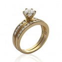Bague plaqué-or 750/000 5 microns oz solitaire