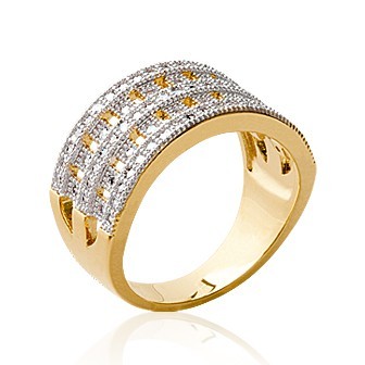 Bague plaqué-or 750/000 5 microns oz bicolore micro serti