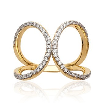 Bague plaqué-or 750/000 5 microns oz bicolore micro serti