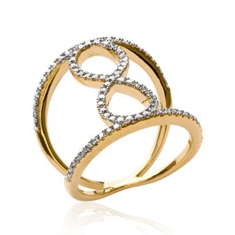 Bague plaqué-or 750/000 5 microns oz bicolore micro serti