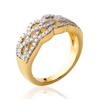 Bague plaqué-or 750/000 5 microns oz bicolore micro serti CCBEEBB