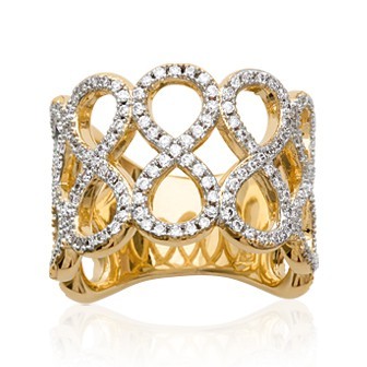 Bague plaqué-or 750/000 5 microns oz bicolore micro serti