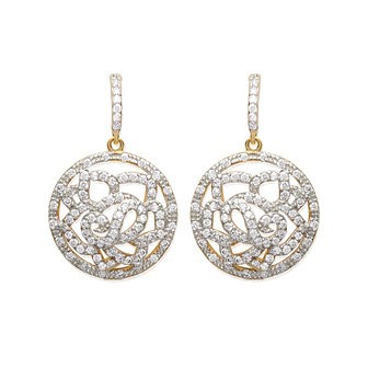 Boucles d'oreilles plaqué or 750/000 3 microns bicolore oz micro serti 