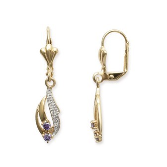 Boucles d'oreilles plaqué or 750/000 3 microns bicolore pierre véritable GHJ30173