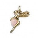 Pendentif plaqué-or 750/000 3 microns quart rose pierre véritable