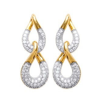 Boucles d'oreilles plaqué or 750/000 3 microns bicolore oz micro serti