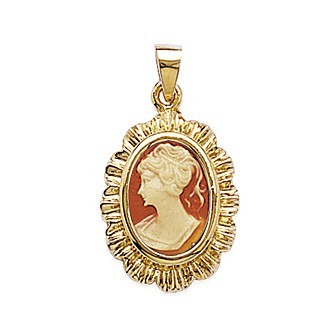 Pendentif plaqué-or 750/000 3 microns imitation camée résine