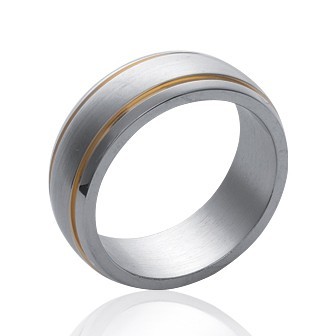 Bague alliance homme acier 316 L 3 microns bicolore